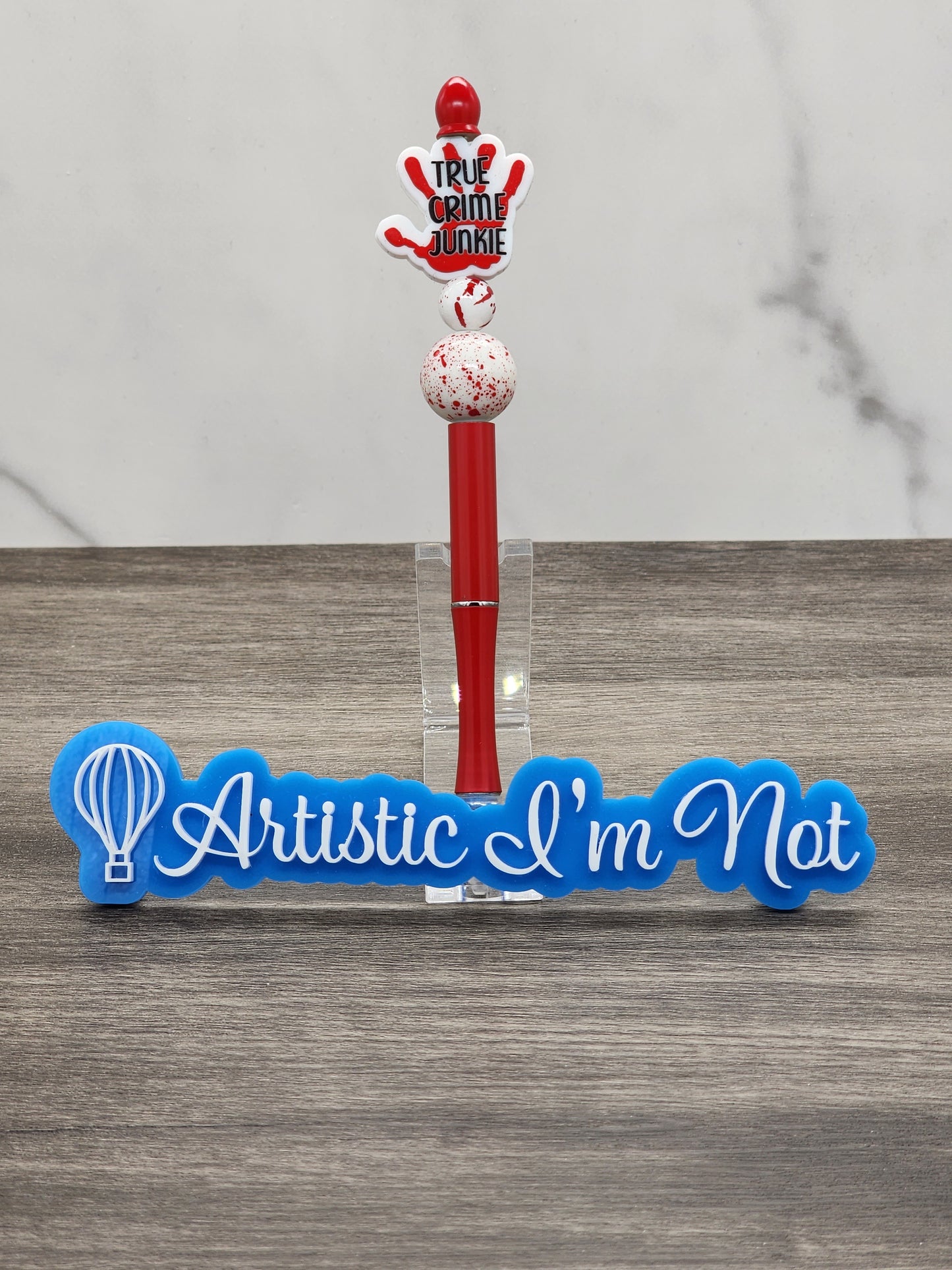 True Crime Junkie Beaded Metal Pen