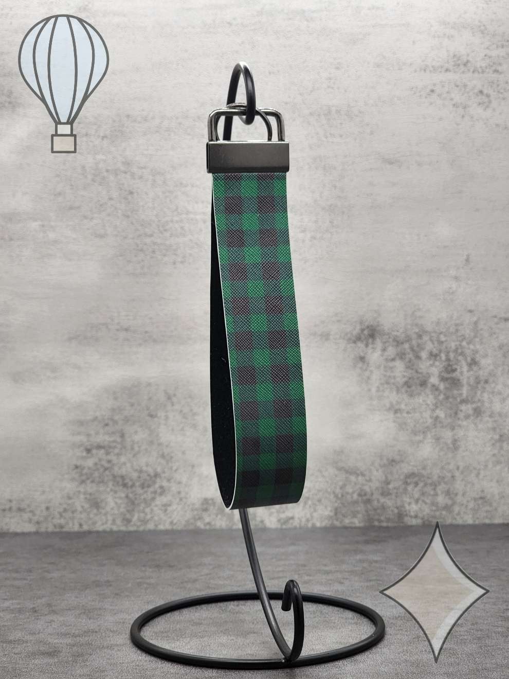 Green and Black Plaid Wristlet