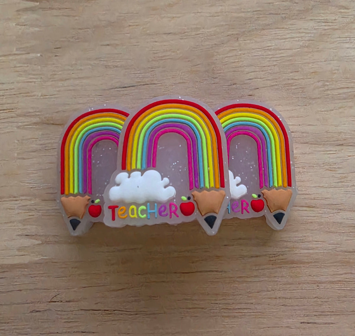 Glitter Teacher Rainbow Pencil [Focal Bead]