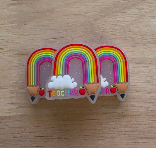 Glitter Teacher Rainbow Pencil [Focal Bead]