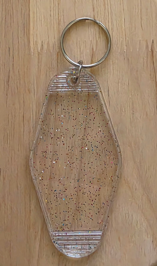 Glitter with Silver Motel Keychain Blank