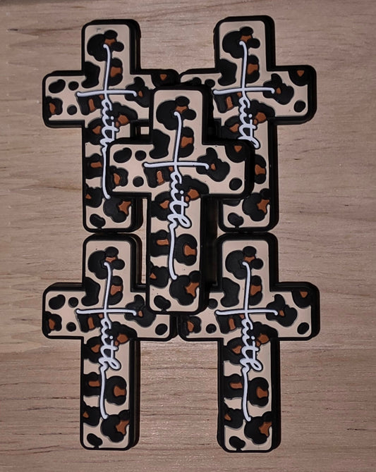 Faith Cross - Tan Leopard [Focal Bead]
